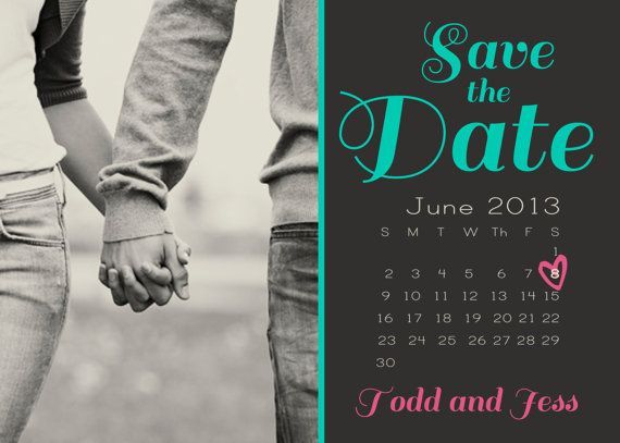 Save the Date Printable Card with Mini Date by ConfettiColoredDay