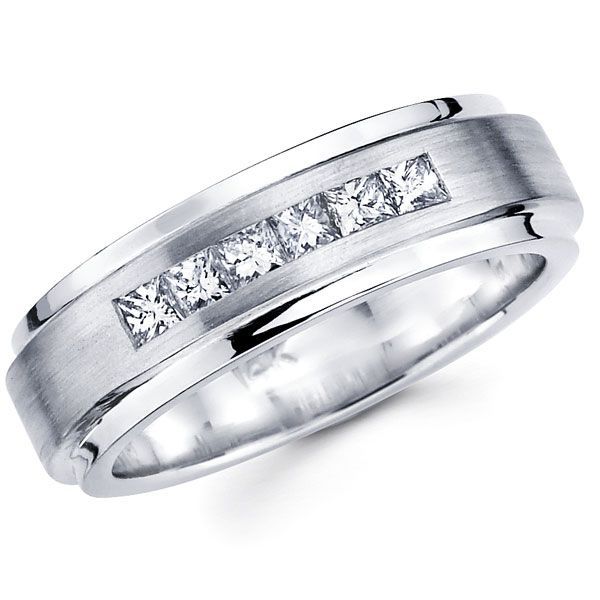 Six Diamond 14K White Gold Princess Diamond Wedding Ring