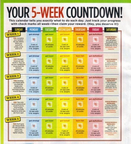 5-Week Countdown Workout Calendar
