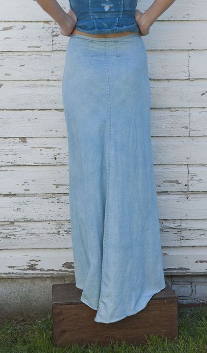 Alabama Chanin Denim long skirt. But I want this as above the knee by a couple i