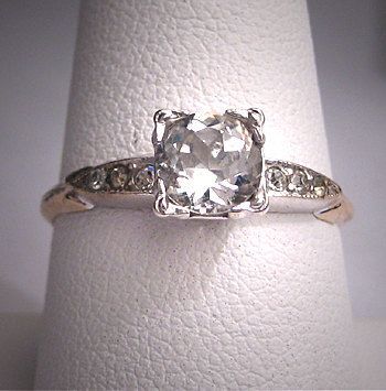 Antique White Sapphire Wedding Ring Vintage Art Deco. $395.00, via Etsy.