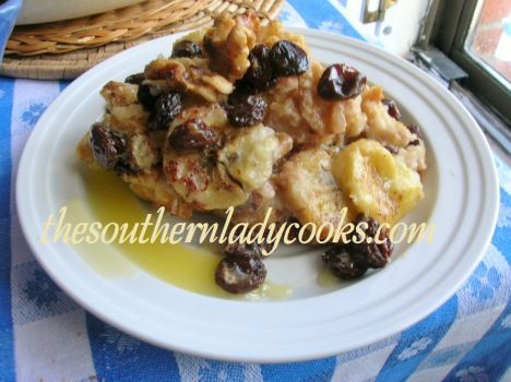 Banana Bread Pudding with Rum Sauce