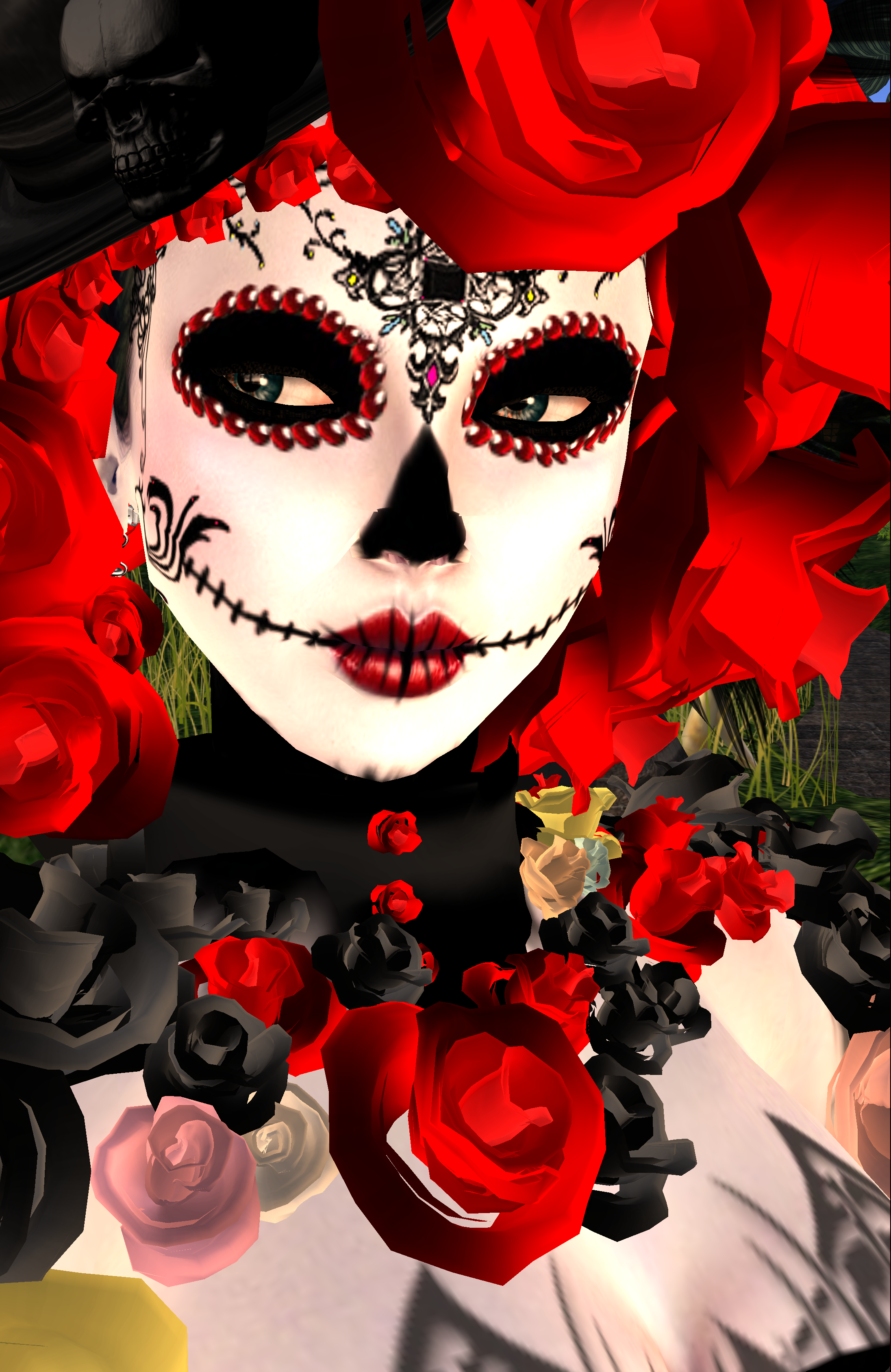 DIA De Los Muertos Makeup | eX + Dia De Los Muertos Black October Blog Look 1 fa