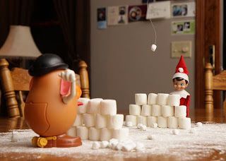 elf on the shelf ideas love the “snowball ” fight have to try this