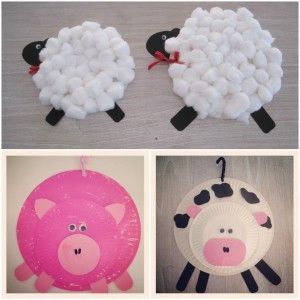 Farm animals from paper plates