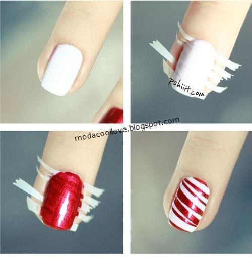 Fun Christmas mani. I might actually do this. Not on every nail. Aint nobody got