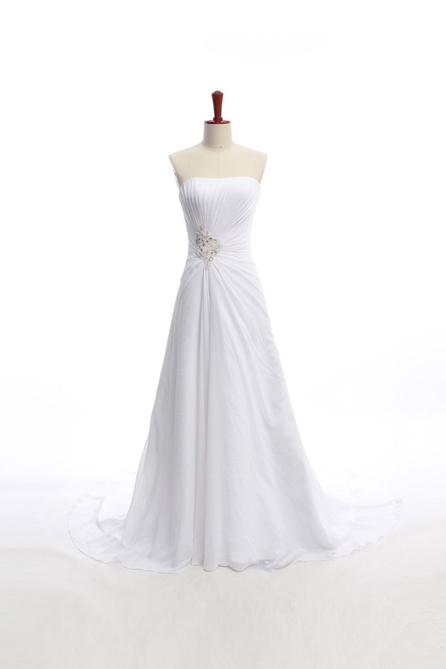 Gorgeous Strapless A-line Chapel Train bridal gowns