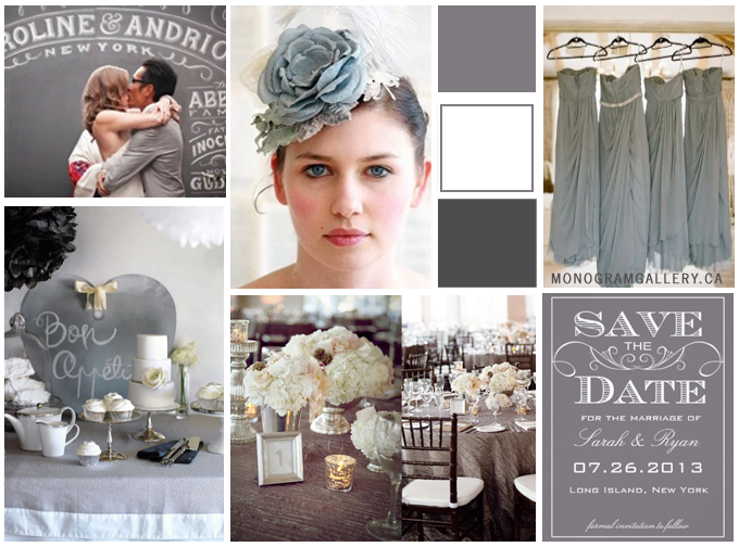 Grey White Vintage Wedding Ideas from monogramgallery.ca