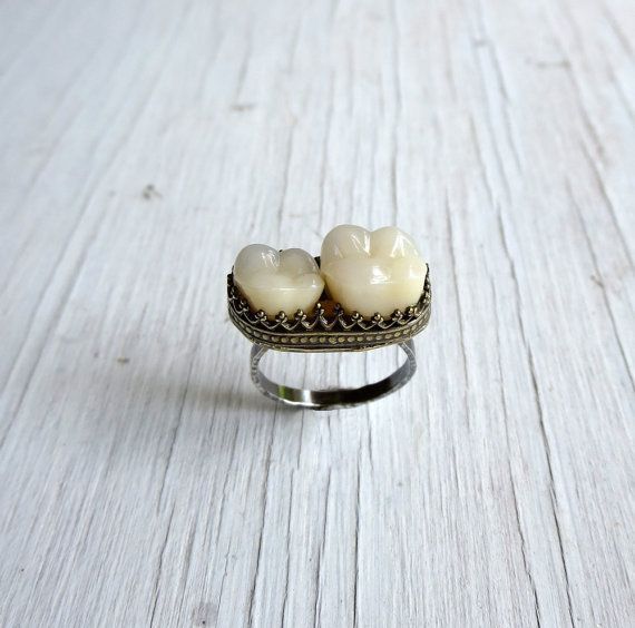 Memento Mori Tooth Ring Human Teeth Jewelry Mourning size 6