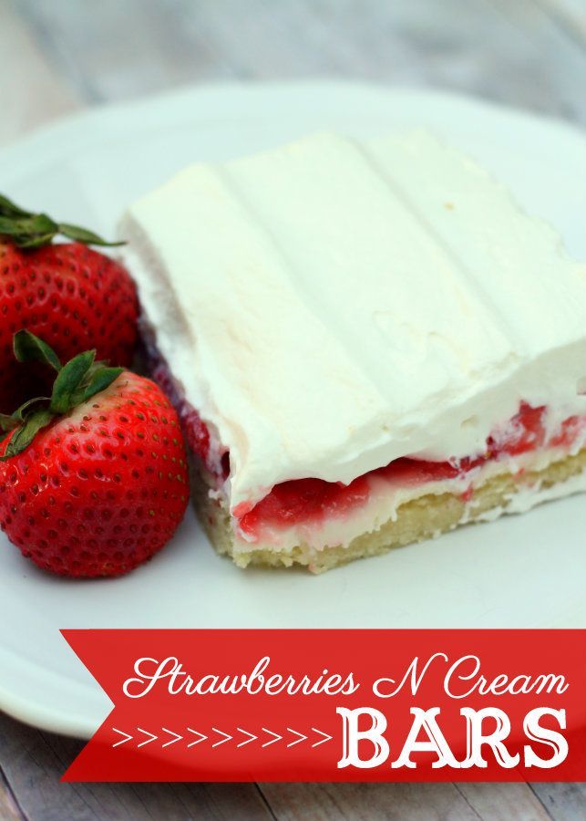Strawberries N Cream Bars with a sugar cookie crust. DELISH!