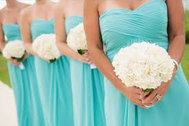 tiffany blue bridesmaid dresses  except I would have yellow flowers.