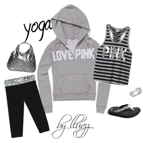 vs love pink yoga time, created by lluvzz on Polyvore