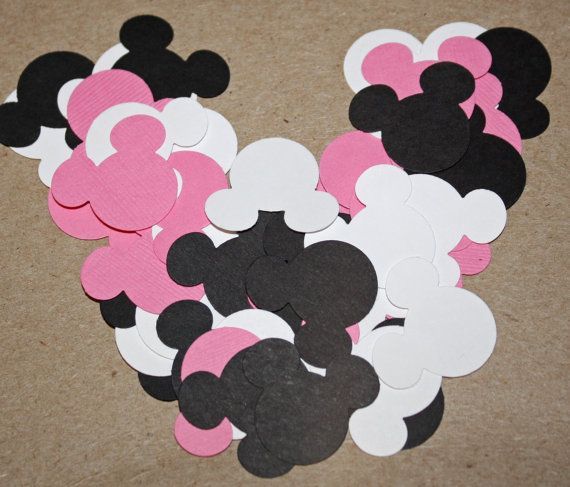 50 Pink White and Black Handpunched Mouse Ears by pattichic, $2.50. Perfect for