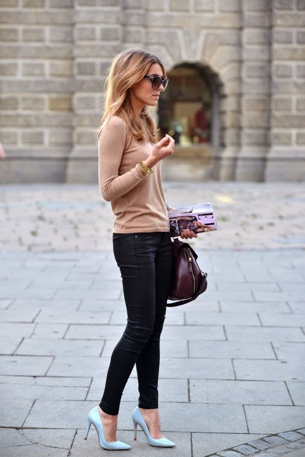 Adorable fall outfits skinny jeans and warm top