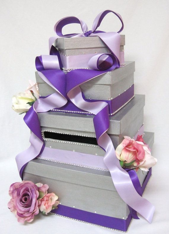 Bling Wedding Card Box with Roses by Card Box Diva