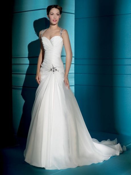Chic straps A-line sweep/brush train bridal gowns