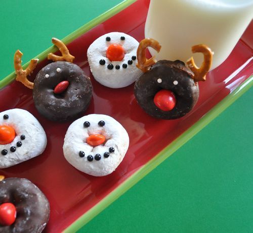 Christmas – snowman and reindeer donuts :)  …the girls would actually eat this