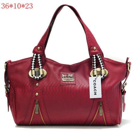 Coach New Madison Python Leather Tote Bag Red