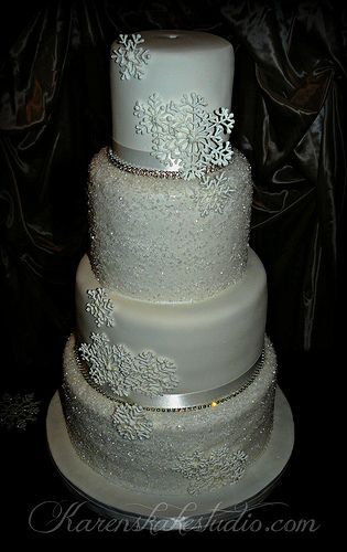 #Crystal #Winter #Wedding #Cake with snowflakes …Wedding Inspirations  …….
