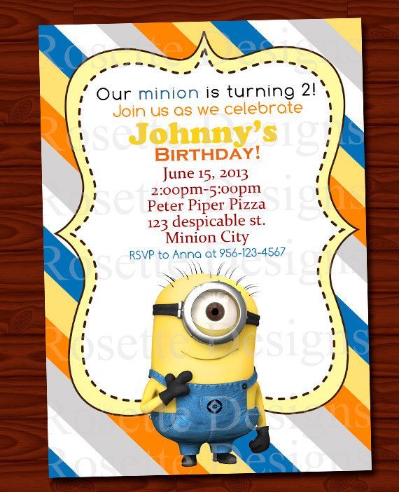 DIGITAL printable minion invitation – personalized invite – blue yellow orange –