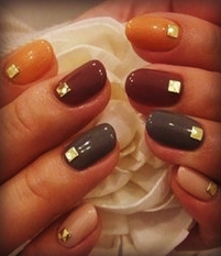 Earth-Toned Nails with Gold Jewels.. these are fall 2013 colors, cant wait for f