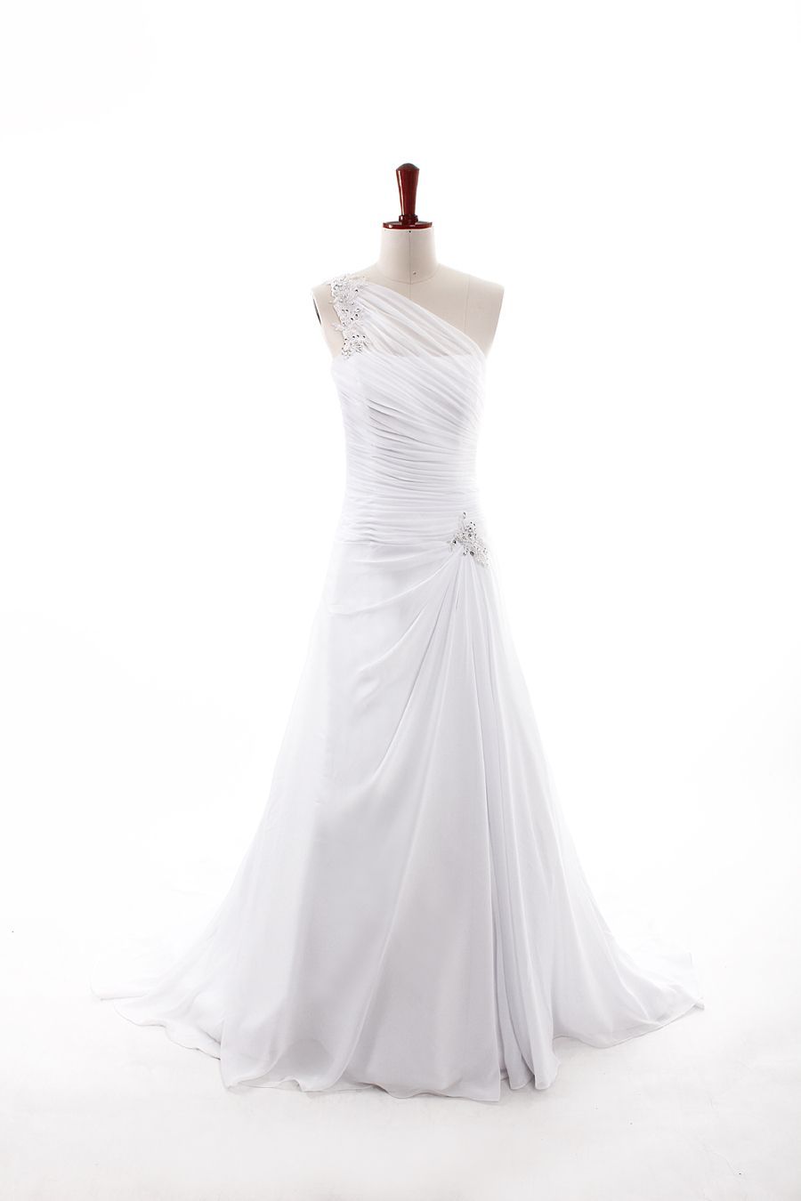 Fashionable One Shoulder Dropped waist Chiffon wedding dress….this is gorgeous