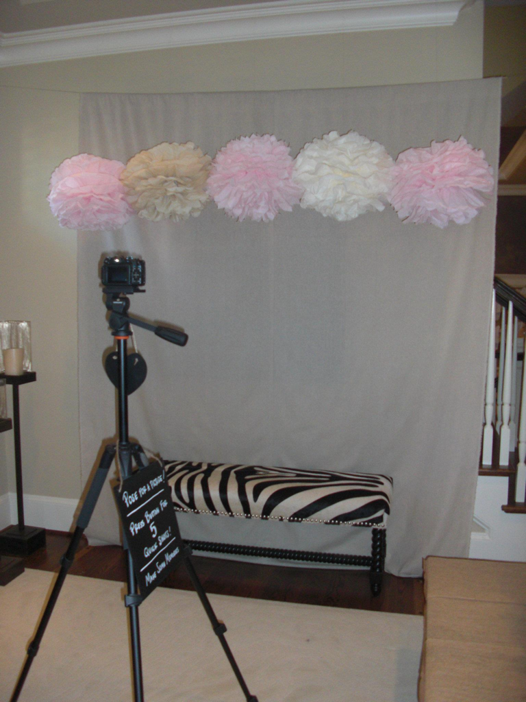Girl Baby Shower Photo Booth! Fun idea to have a faux photo booth!