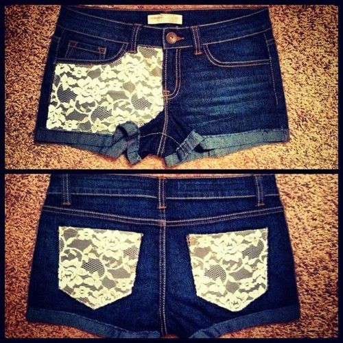 (lace shorts) Omg!!! I really wanna do this to my pants and shorts!!!  Does one