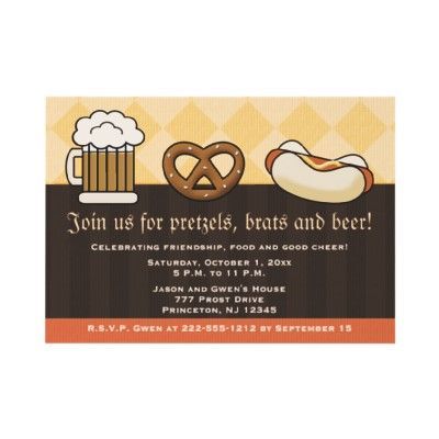 Oktoberfest Invitations Beer Mug Pretzel Hot Dog by OccasionInvitations