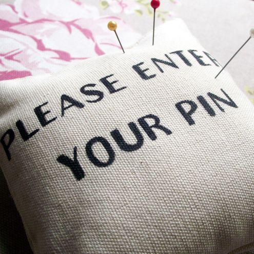 PIN cushion. How funny! A great quick gift to make for a friend who sews.