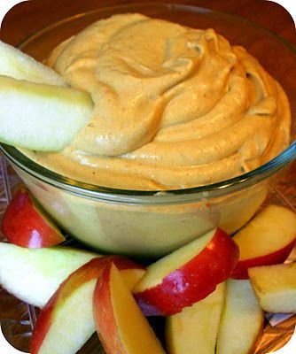 Pumpkin pie dip – 1/2 cup = 100 calories.   Eat it with apple slices or graham c