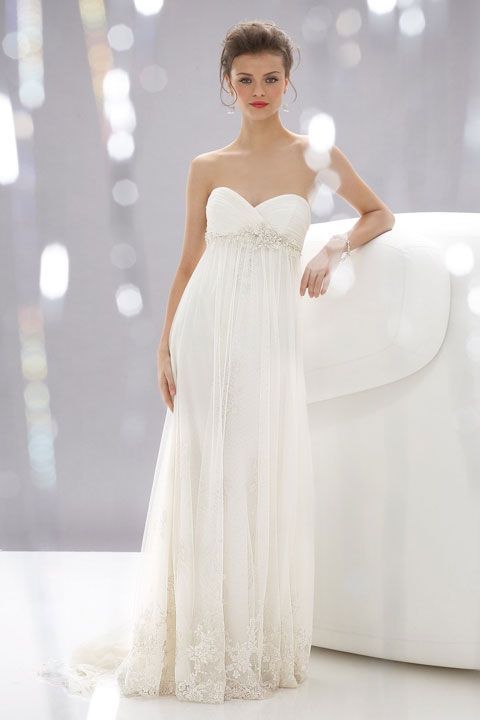 Sheath / column floor-length net bridal gown with appliques embellishment