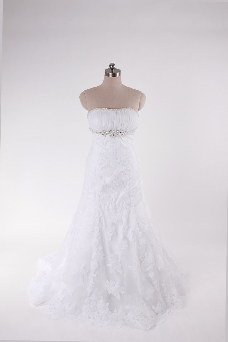 Strapless A-line tulle bridal gown