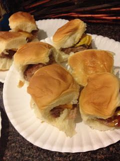 super easy meal kids LOVE: tiny turkey burgers- mustard, ketchup, and baked grou