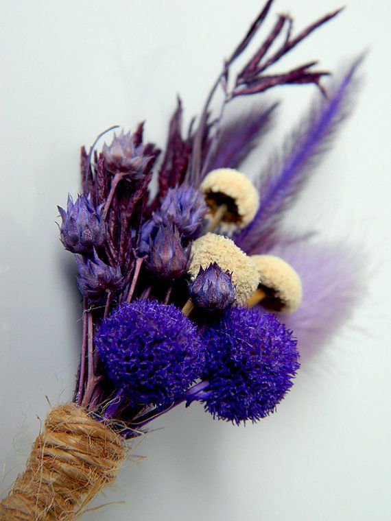 This boutonniere is perfect for your nature themed or purple – cream – forest or