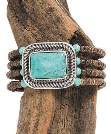 Turquoise and Brown Shell Bracelet – Western Jewelry – Womens
