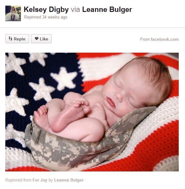 Baby Photography Idea Sleeping Military Cap Flag