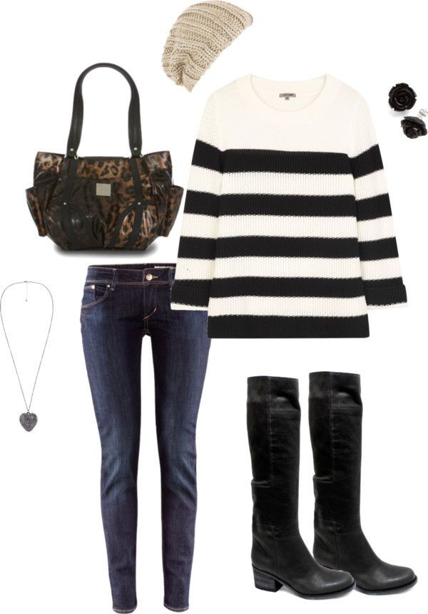 “Black and White Striped Sweater” by lillabee11 on Polyvore