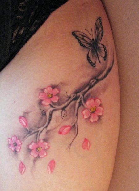 cherry blossom tattoos | cherry blossom butterfly | Tattoos von Tattoo-Bewertung