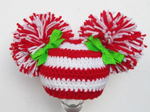 Christmas newborn baby crochet giant pom pom hat by StarrMommy, $17.50