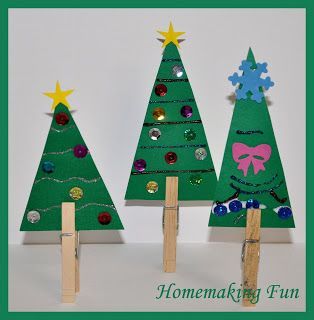 clothes pin christmas trees