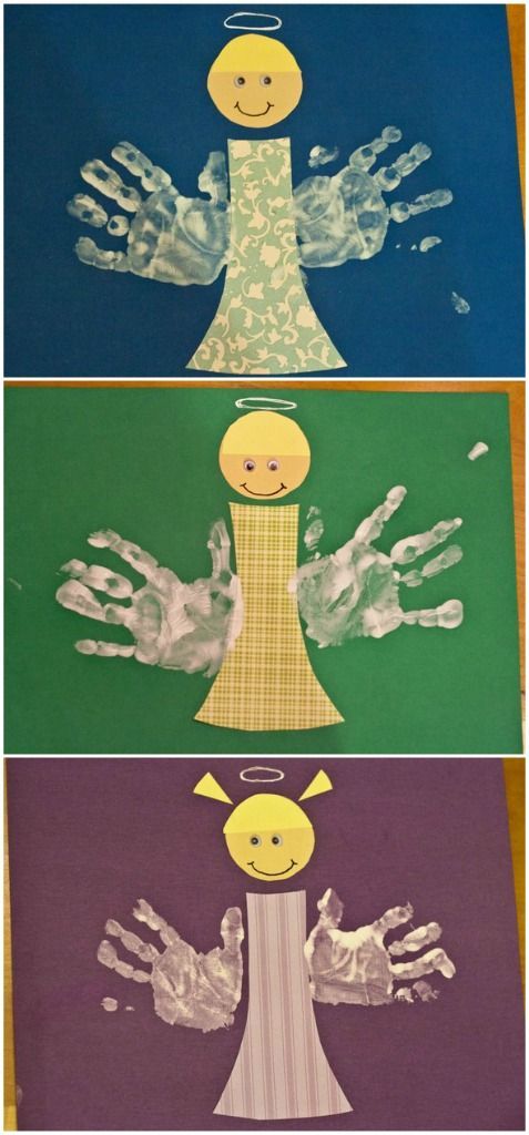 Cute idea for Sunday School project.  Handprint angels, holiday craft