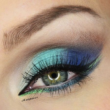Fresh Blues & Greens for Spring  #eyes #eye #makeup #glitter #bright #dramatic