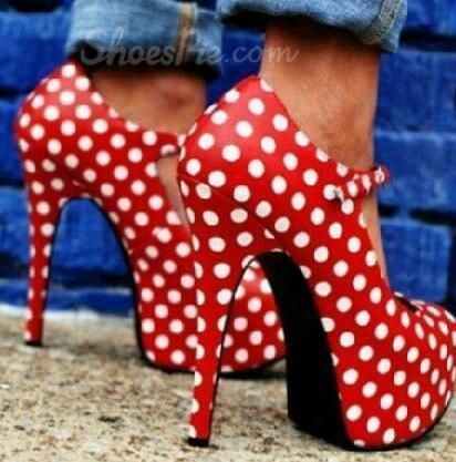 Glamous Polka Dot Platform Stiletto Heels Ankle Straps