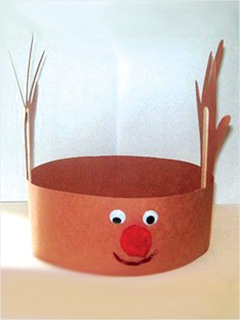 Handprint Reindeer Hat: -2 pieces of brown construction paper  -Popsicle sticks