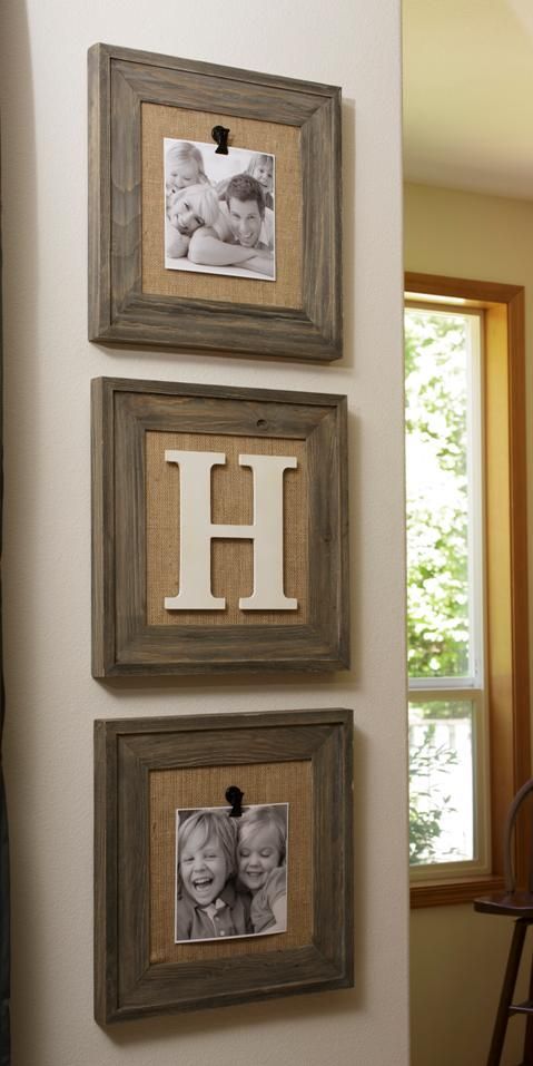 Love the burlap and you can change pictures whenever!… You can get burlap shee