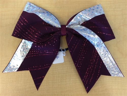 Maroon and Metallic Silver Bow by Empire Cheer, $12.00 #cheerleading #cheerbow #