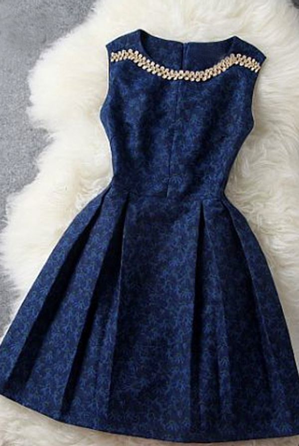 navy blue dress with embellishing