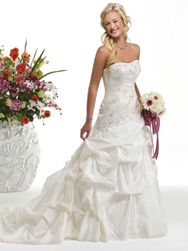 New arrival A-line taffeta sleeveless bridal gown
