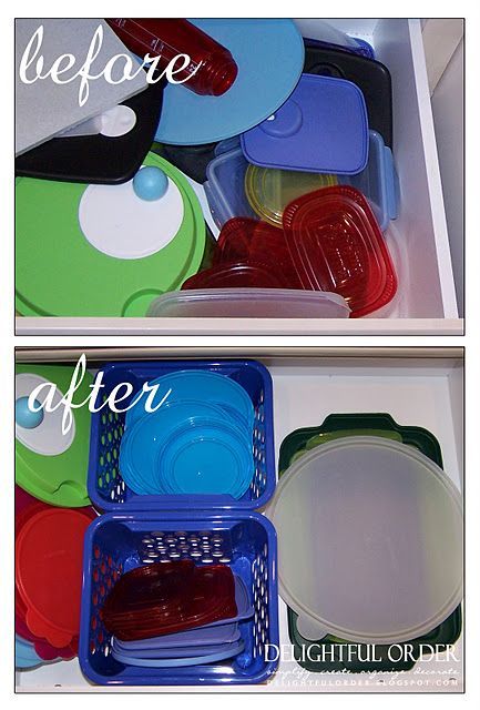 organize your plastic container lids